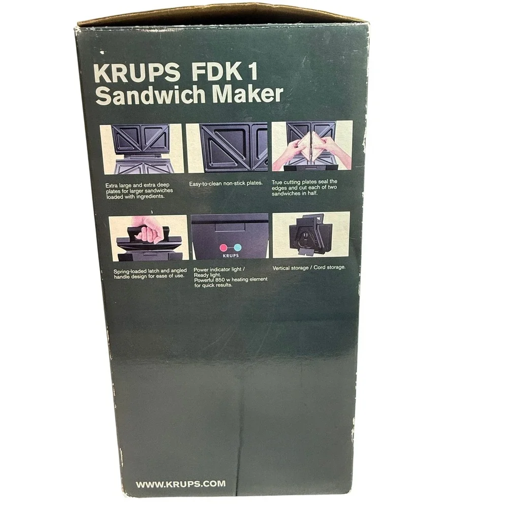 KRUPS FDK1 Sandwich Maker Deep Fill Non Stick Plates Vertical Storage‎
